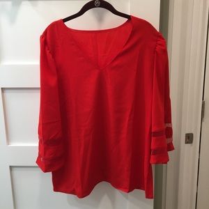 V neck Red blouse